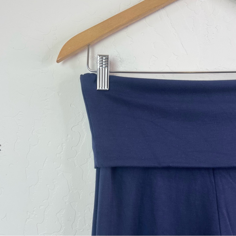 Nuuds Navy Blue SwiftStretch Fold Over Mini Flare Leggings Size Large - Picture 6 of 16